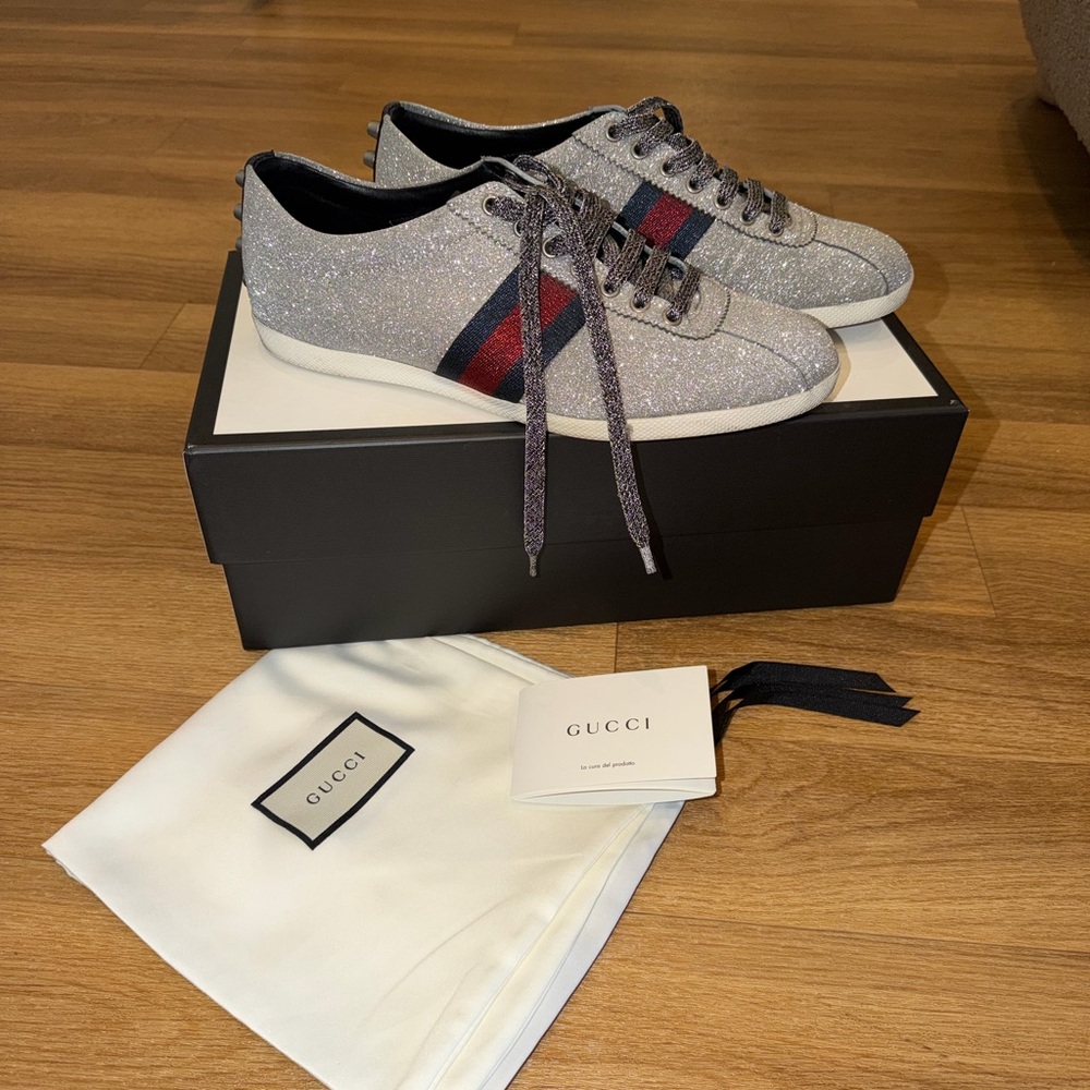 Gucci Men's Bambi Web Metallic Sneakers (Gifted by Mariah Carey)